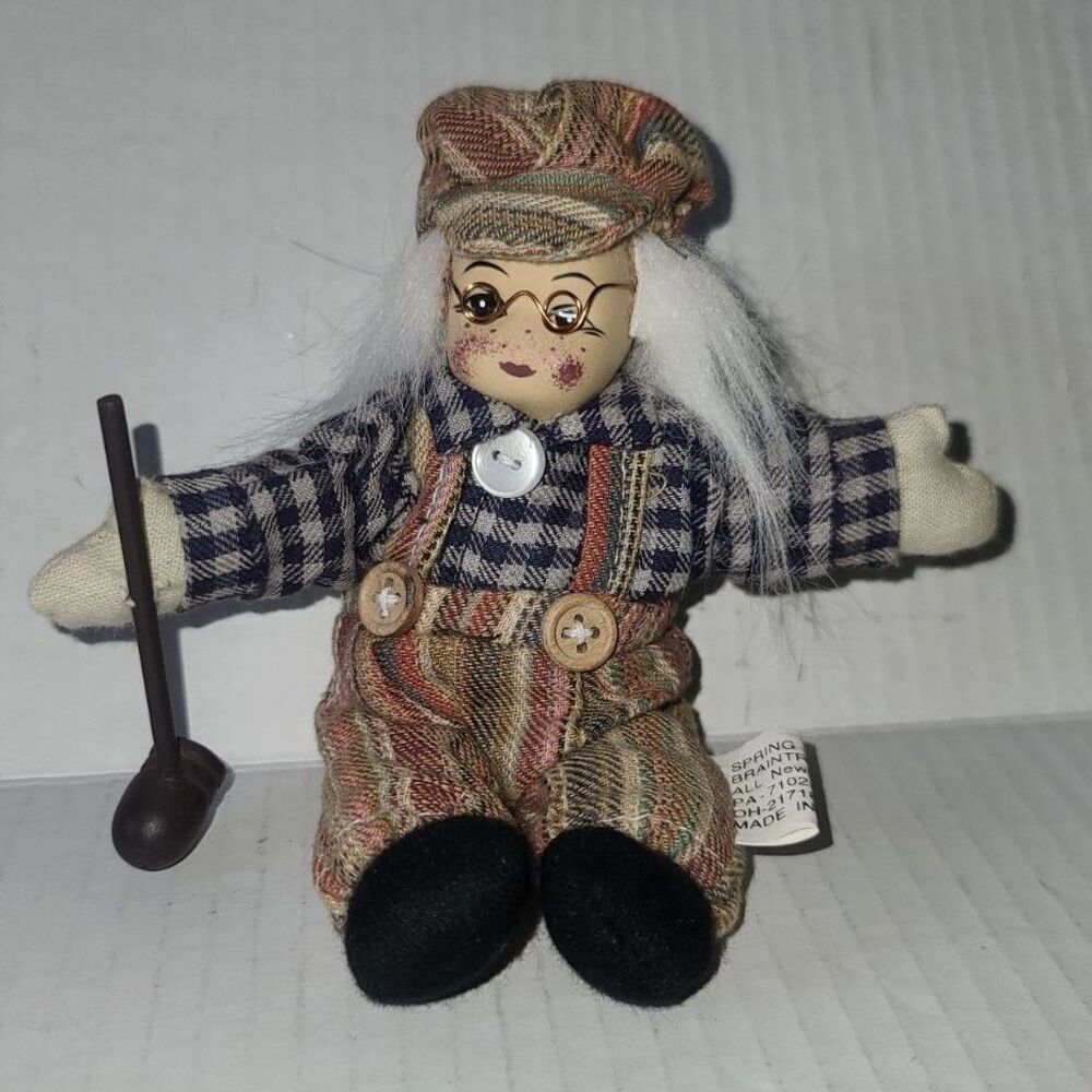 Vintage Springford Braintree Grandpa‎ with Glasses Hat Doll Porcelain Face